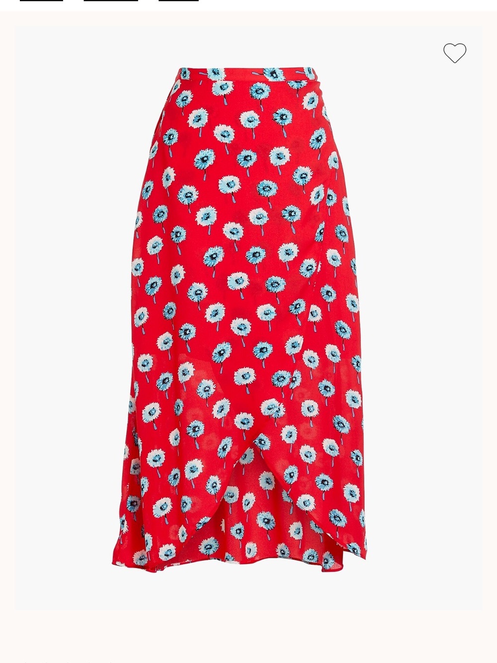 J. Crew Red Floral Print Skirt with Blue Accent Blossoms